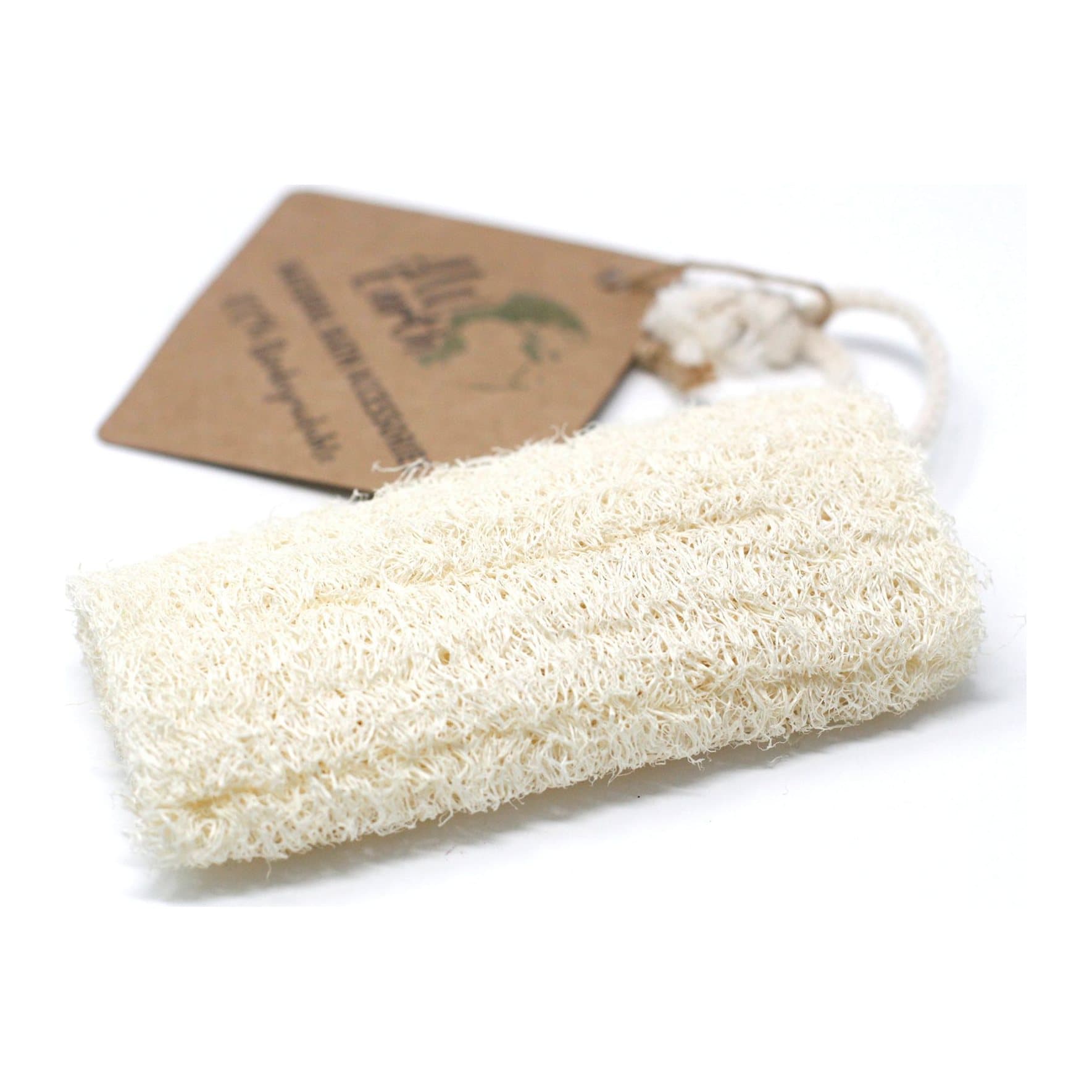 Natural loofah scrub on rope, dual brush and file, and pumice-backed brush