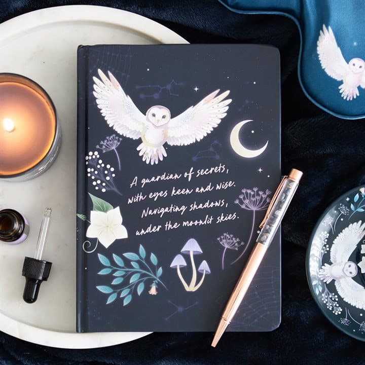 Night owl journal with a sodalite crystal chip pen