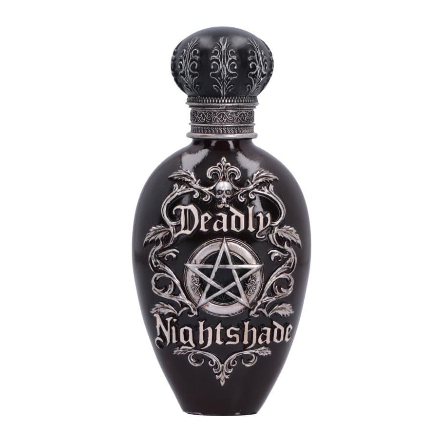 Deadly Nightshade potion bottle figurine with a gothic pentagram design