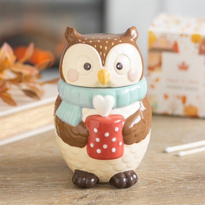 Ceramic oil burner in the shape of an owl called Oliver