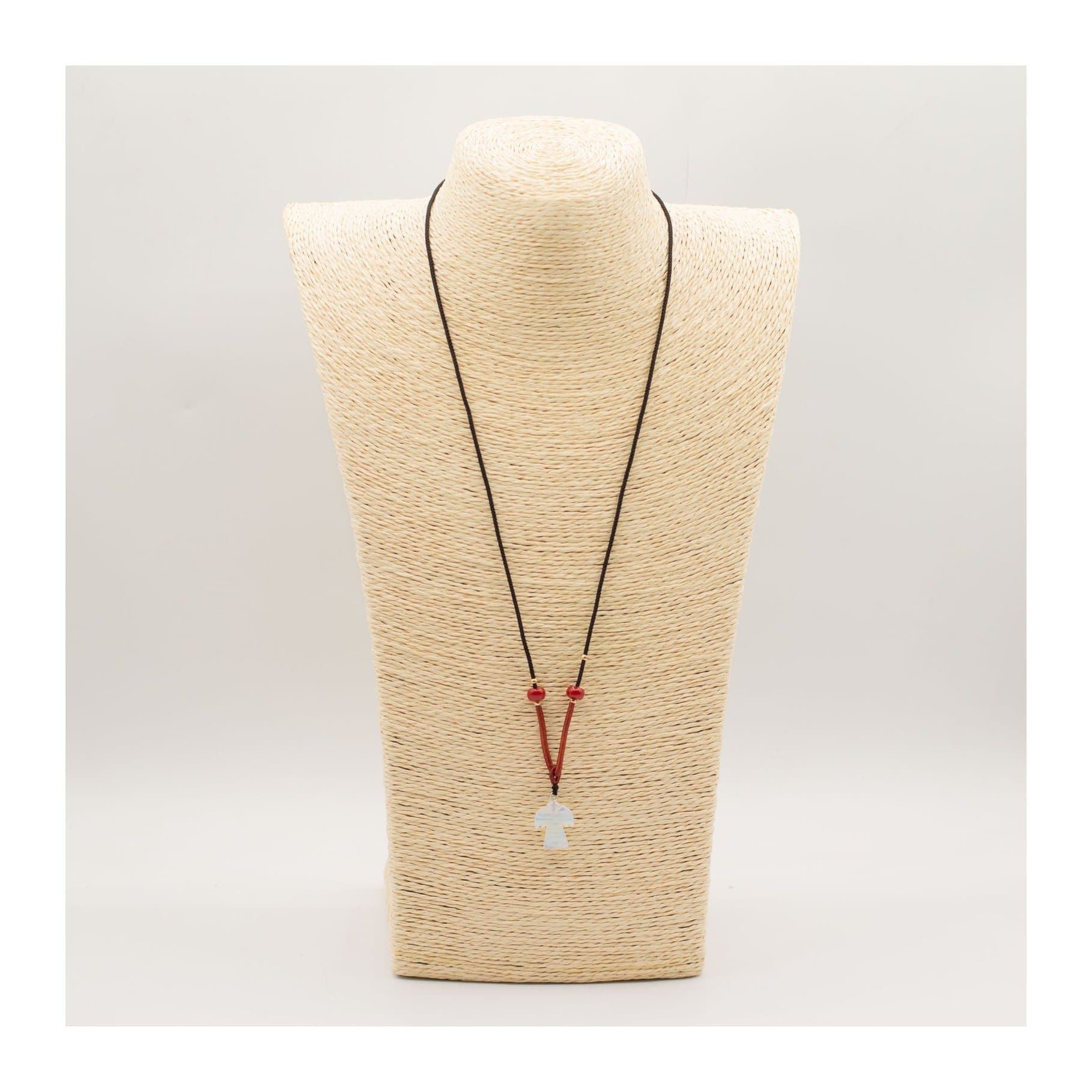 Opalite angel pendant on a cord necklace with beads