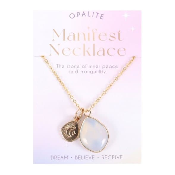 Gold alloy necklace with an opalite stone