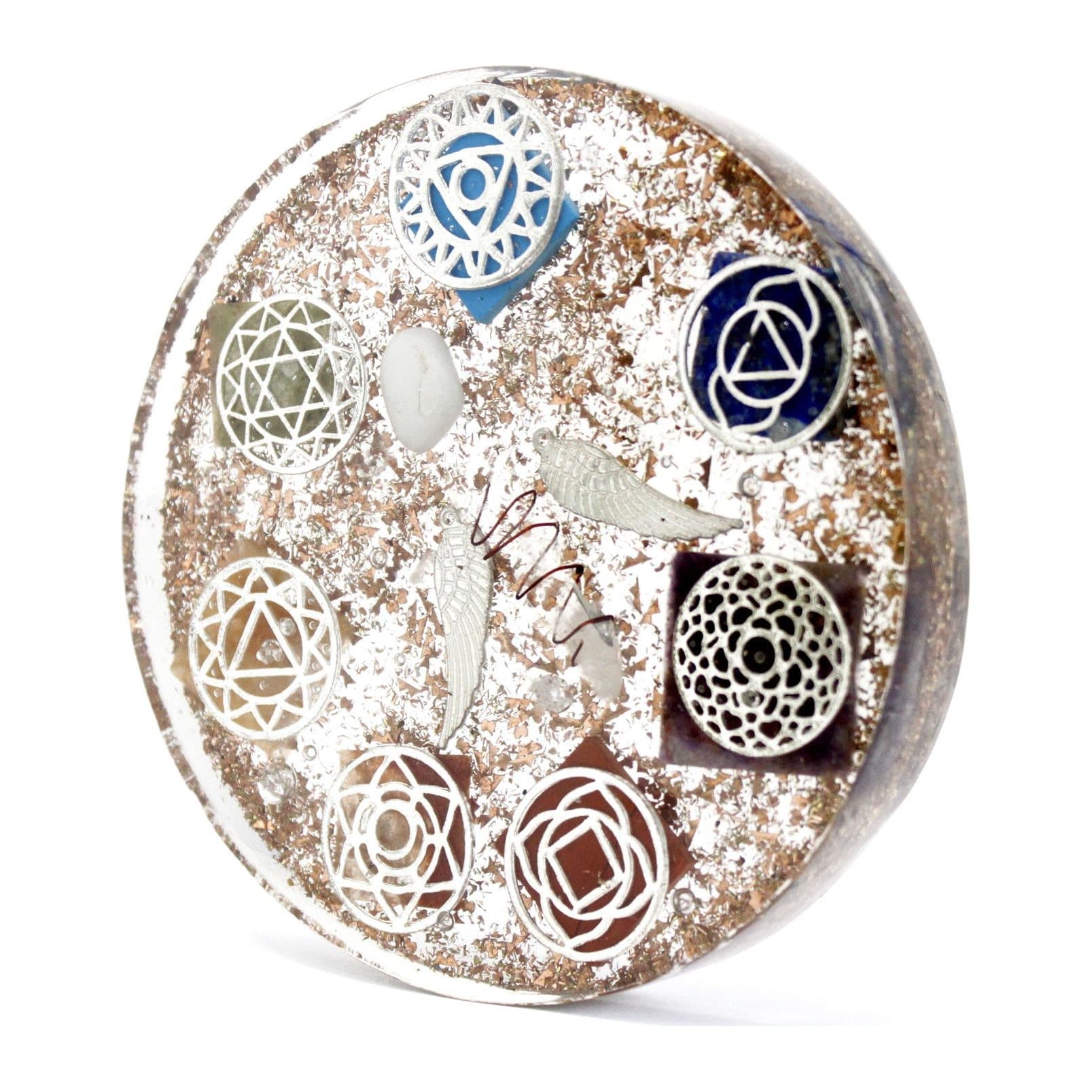 A large orgonite desk power pack in the Angel or Buddha design