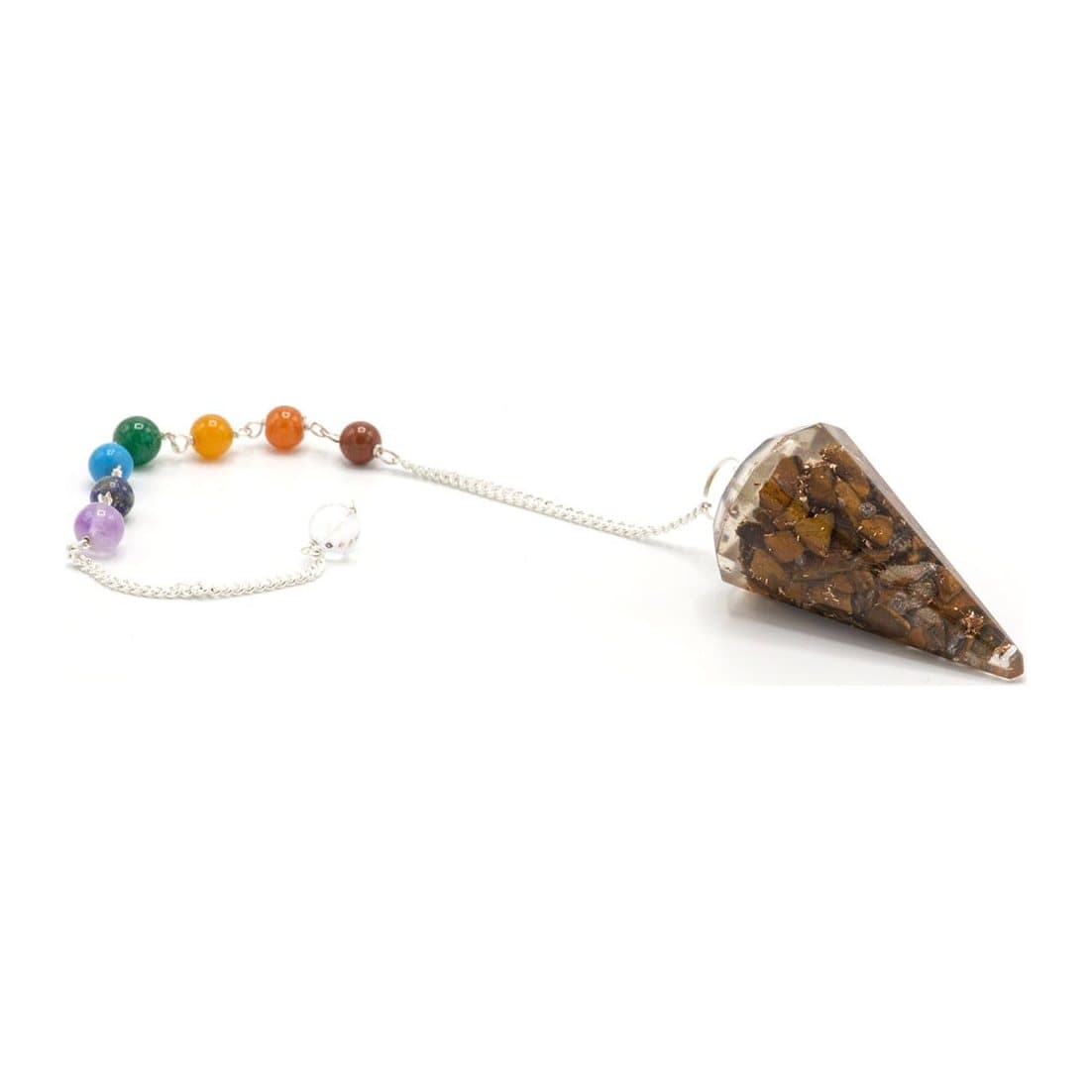 Orgonite chakra pendulum with tiger eye