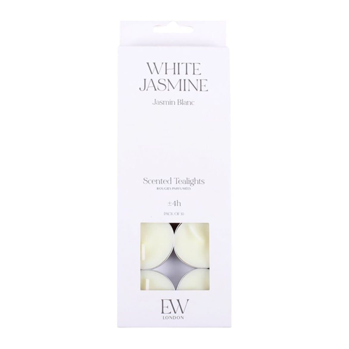Pack of 10 white jasmine scented tealight candles