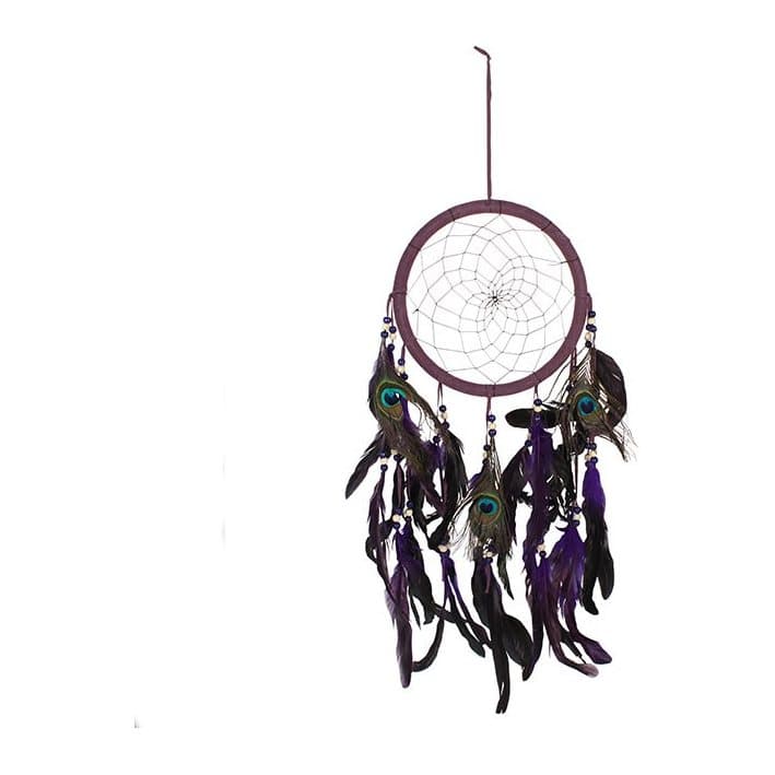 Peacock feather dreamcatcher in purple or turquoise