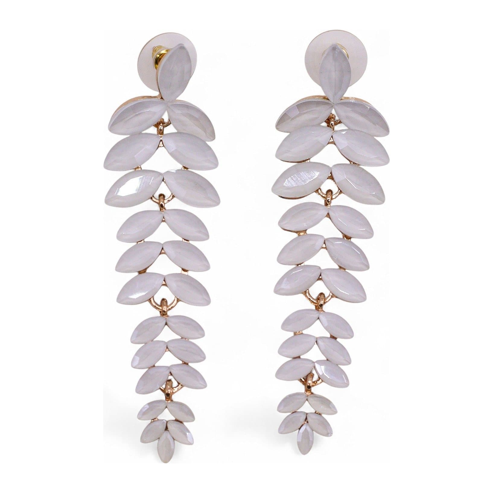 Pearl vintage glass long drop earrings