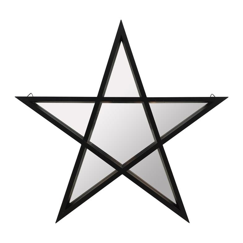 Black framed pentagram design wall mirror