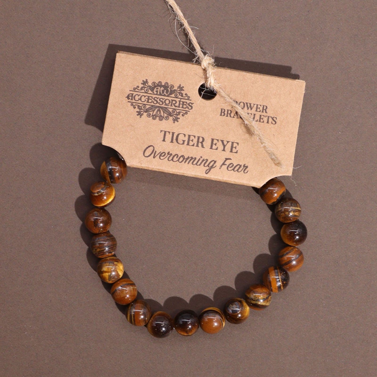 Stretch bracelet of round tiger eye gemstone beads