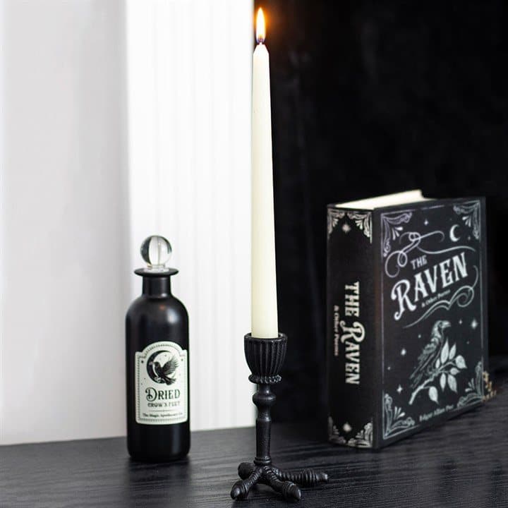 Gothic raven claw taper candle holder