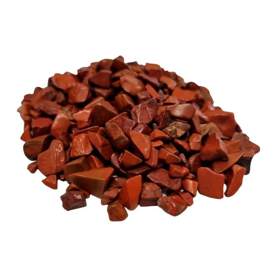 Pile of red jasper gemstone chips
