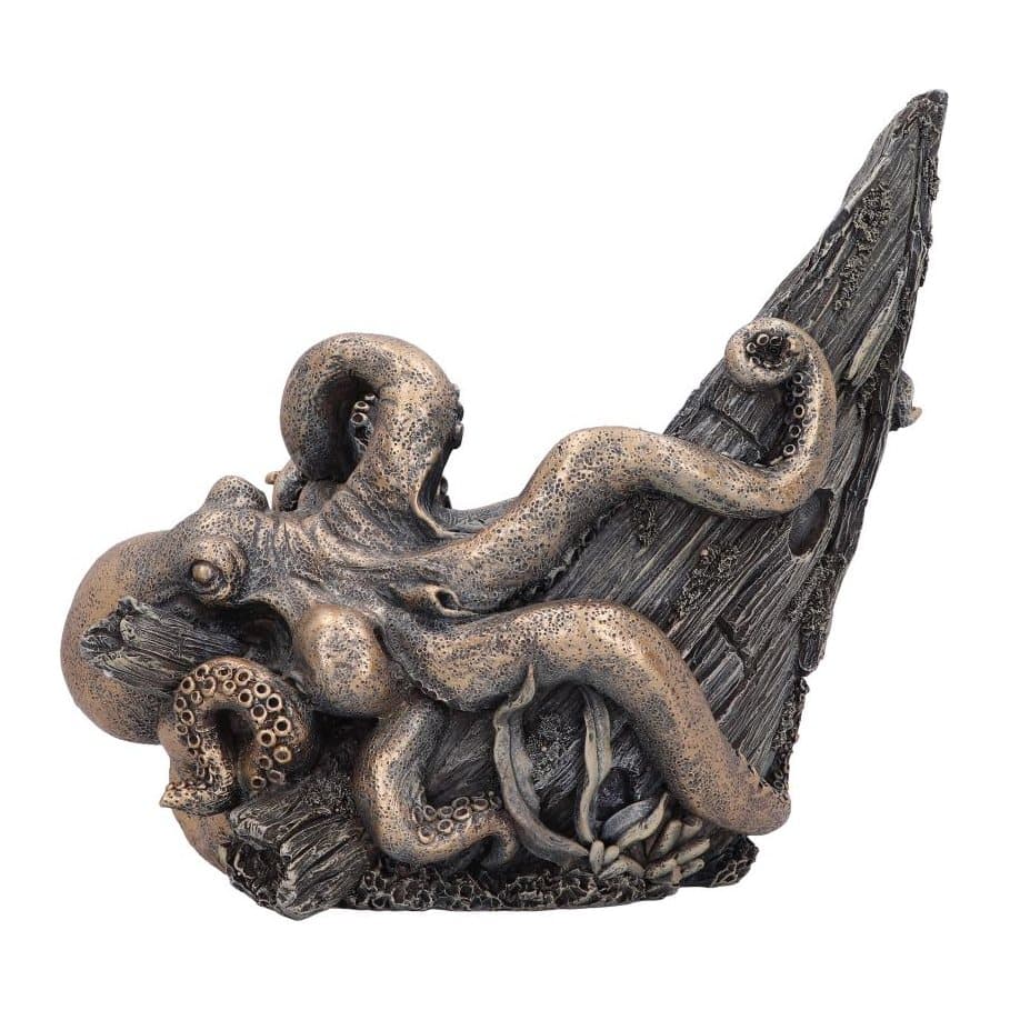 Kraken wrapped around a boat wreck forming a wine bottle holder