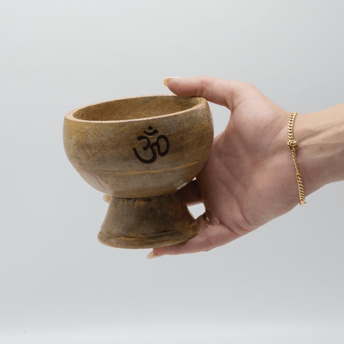 Mango wood ritual bowl incense cone holder with a Tree of Life design