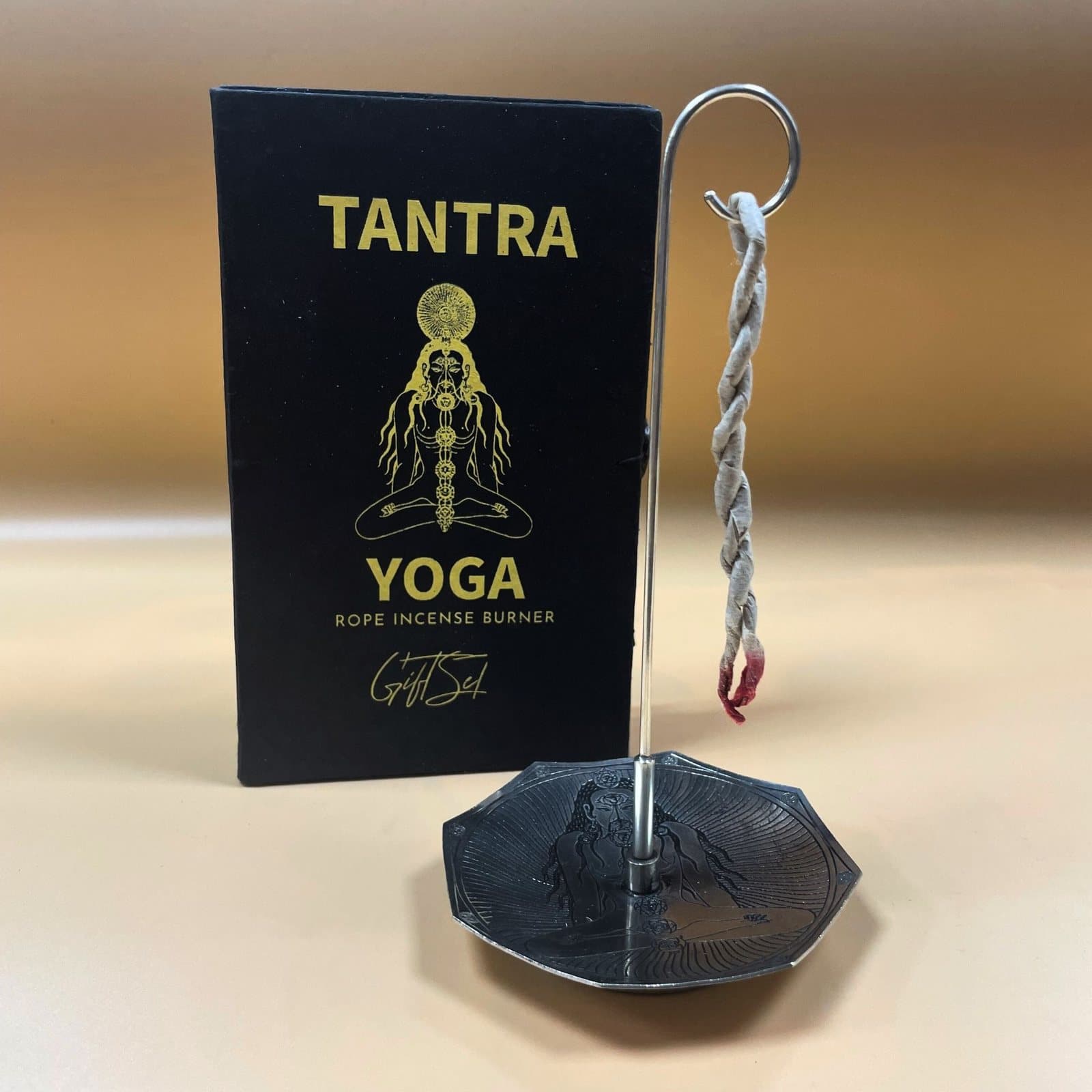 Silver plated incense holder with rope incense set