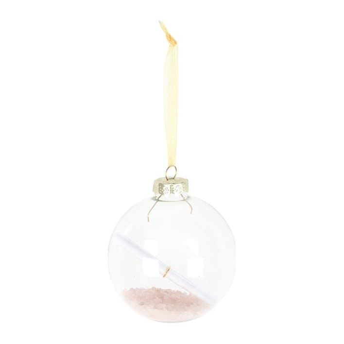 Clear Christmas bauble kit with rose quartz crystals in a picture box