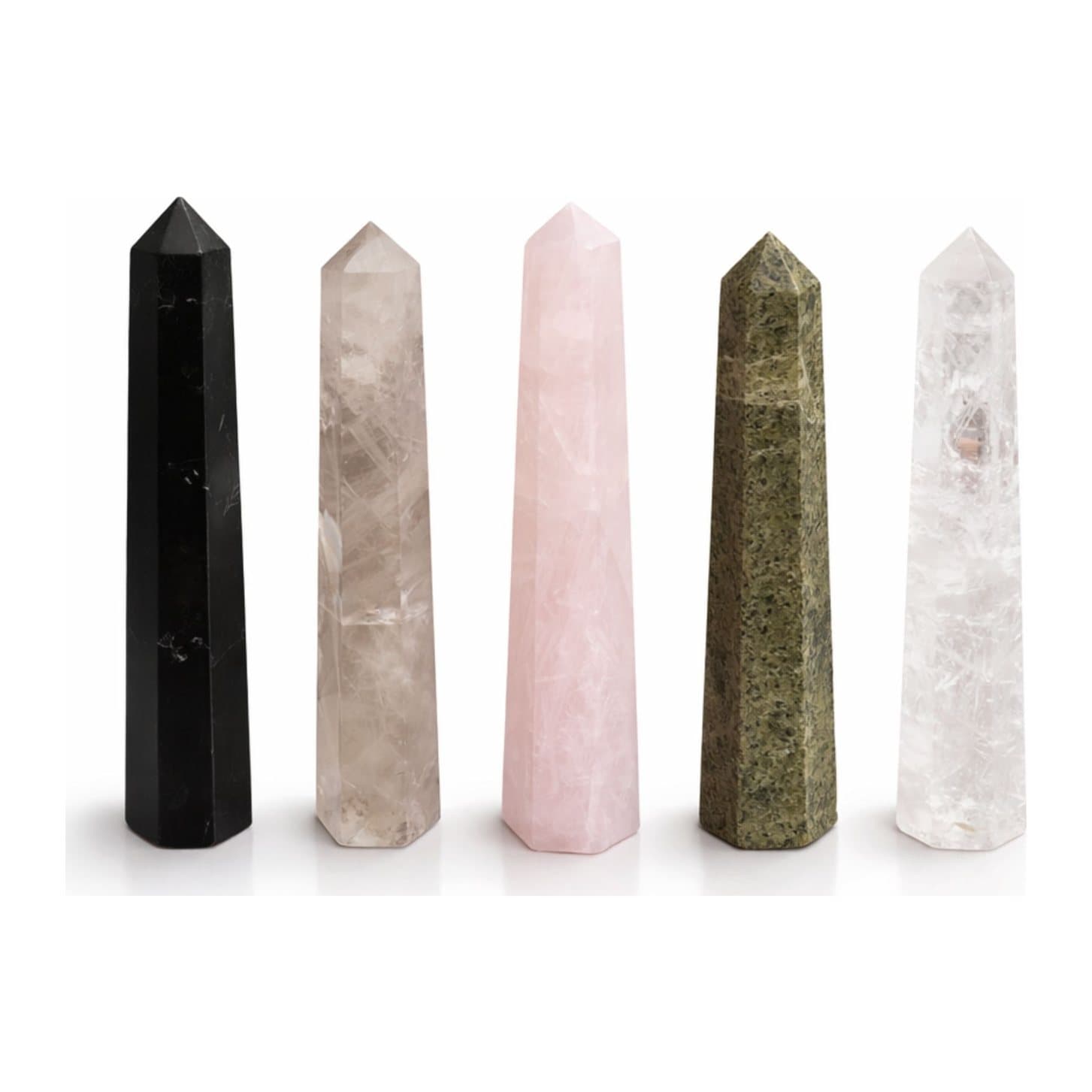 Polished pink rose quartz obelisk point with six faces