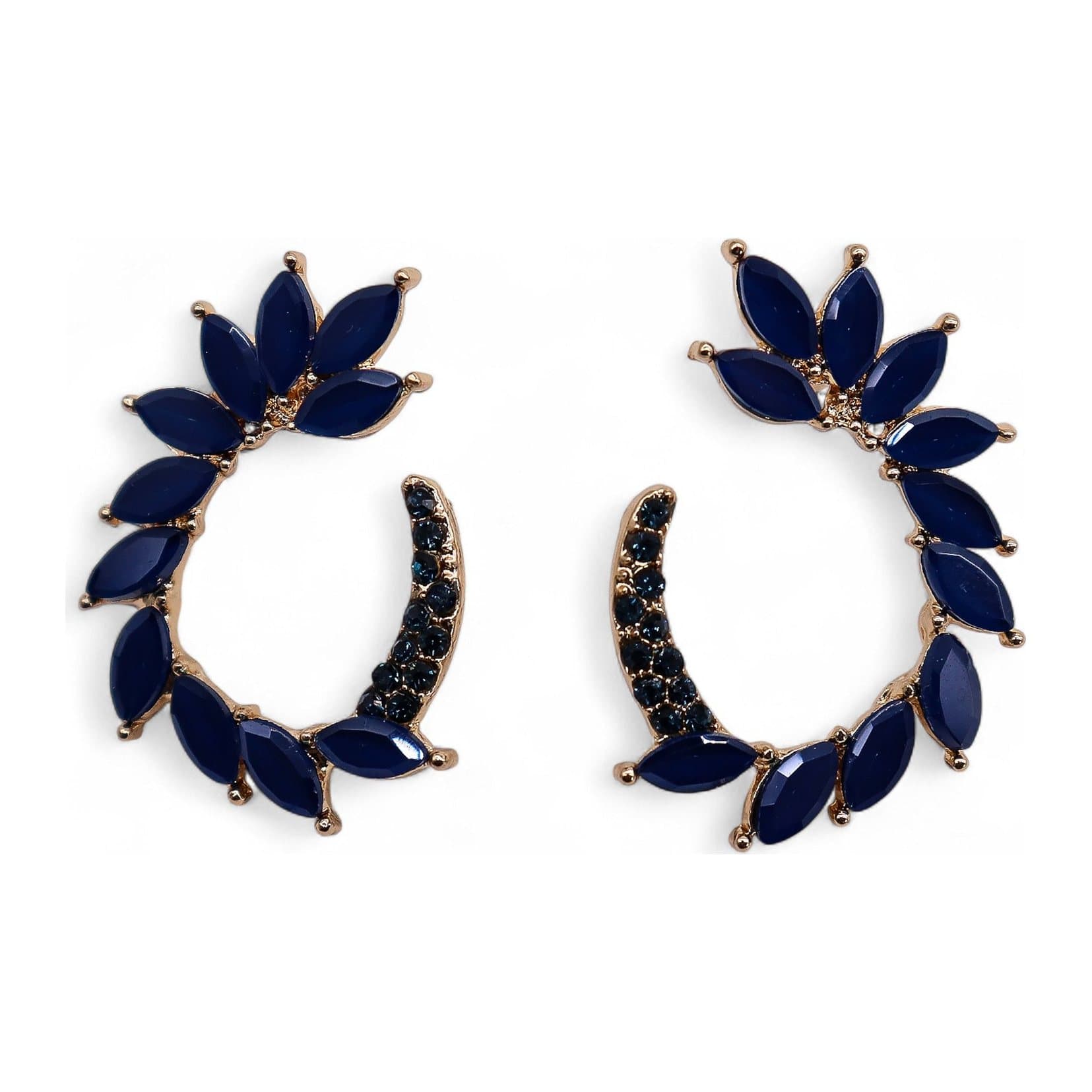 Royal blue vintage glass loop earrings with stainless steel