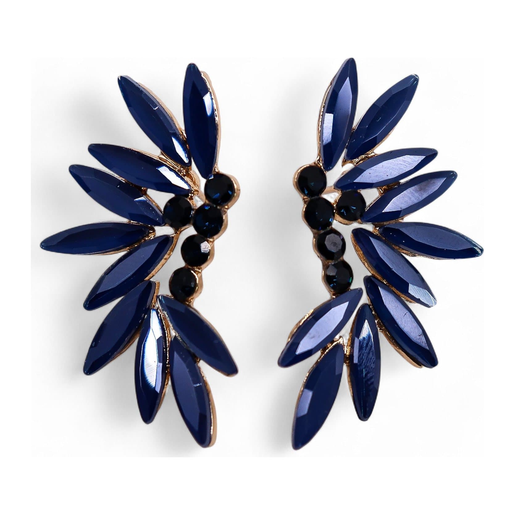 Royal blue vintage glass fairy earrings in stainless steel