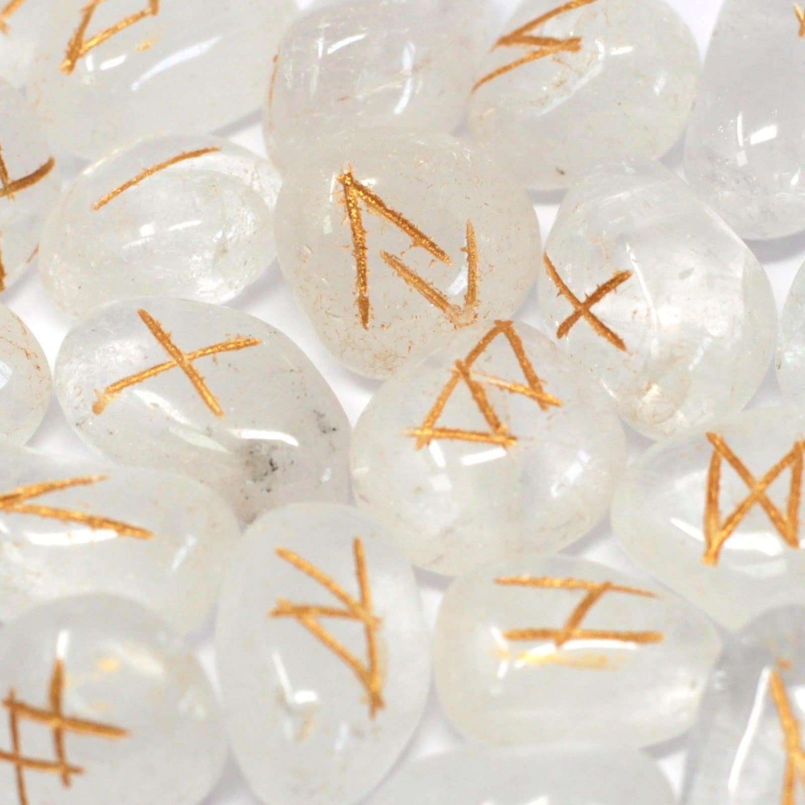 Set of crystal rune stones with a pouch