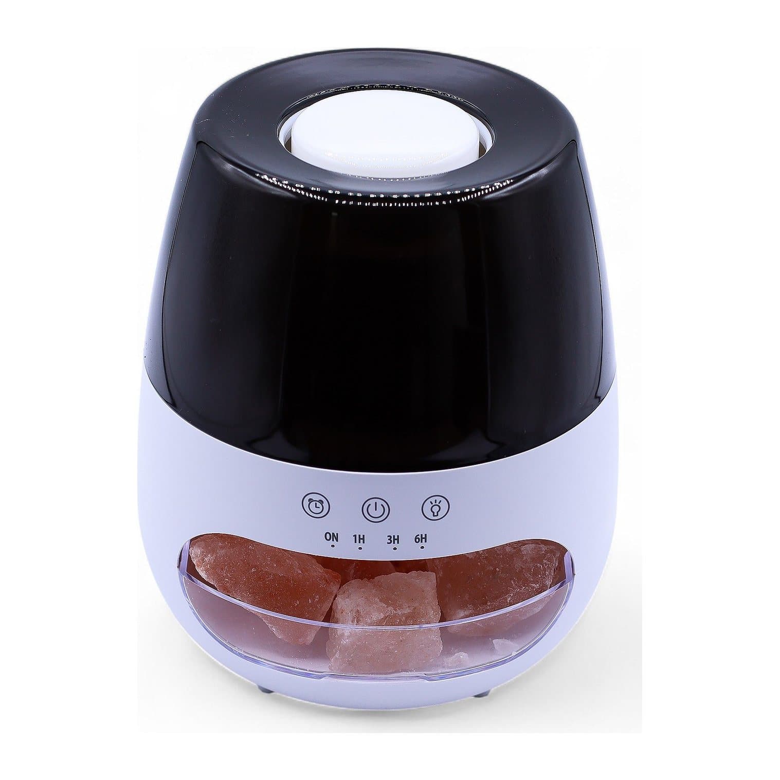 White salt stone style aroma diffuser with a flame-effect glow
