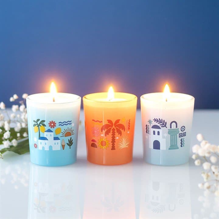 Scents of Europe scented candle trio in a colour cardboard box with a window