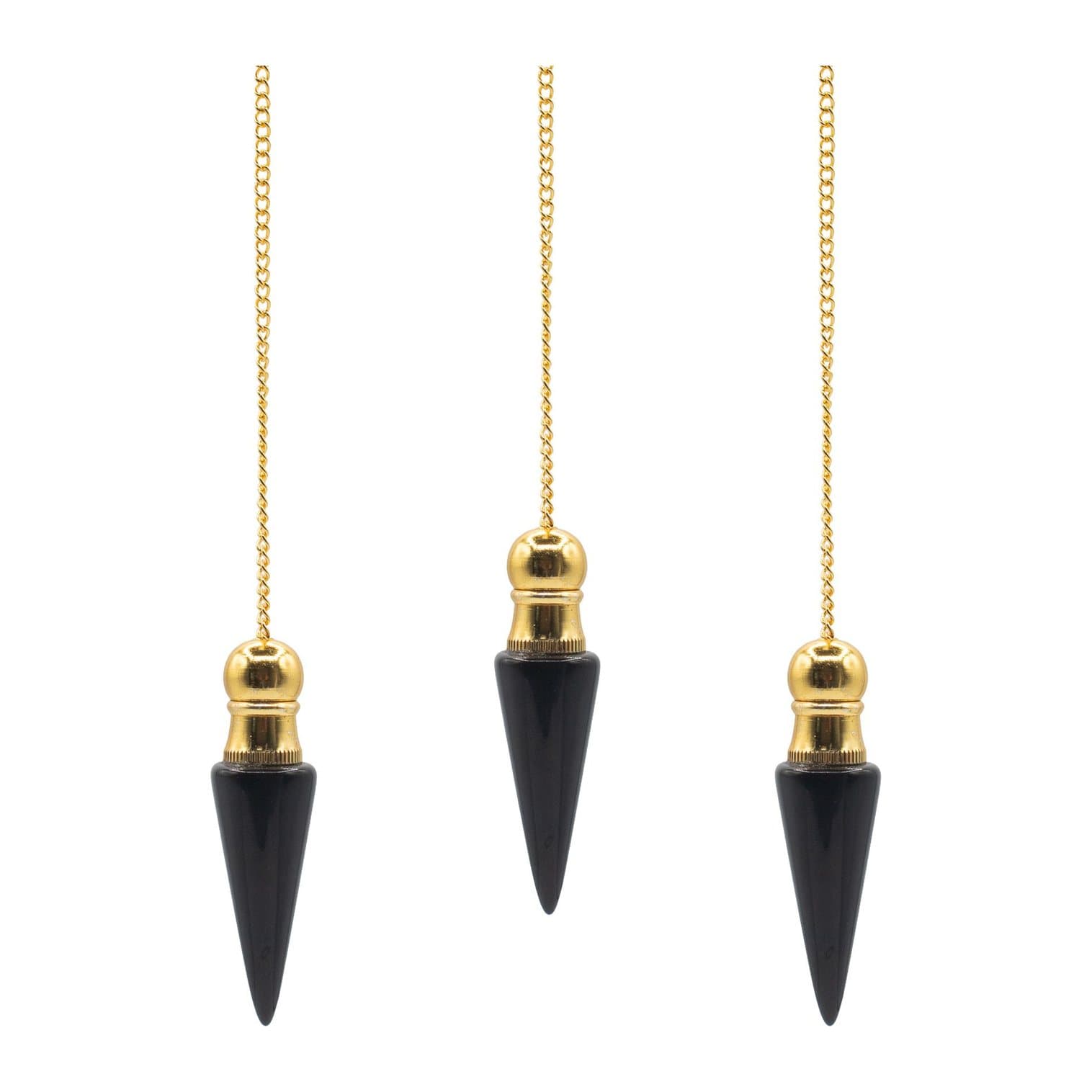 Pointed black agate pendulum with gold-plated finish