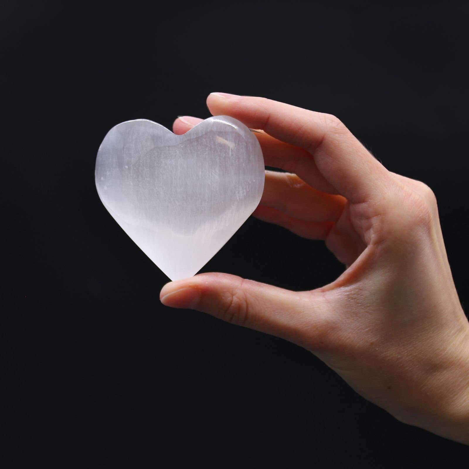 Selenite crystal heart, 7 to 8 cm