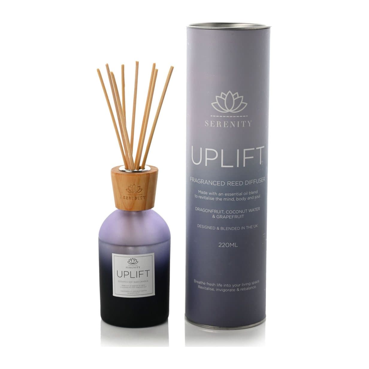 Blue ombre 220 ml Dragonfruit & Grapefruit glass reed diffuser