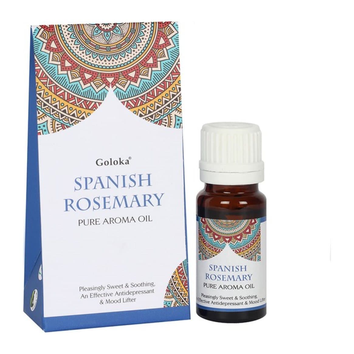 Set of 12 Goloka Spanish rosemary fragrance oils in a picture box