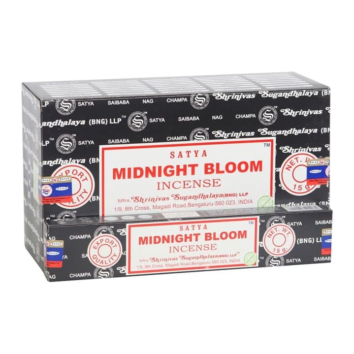 Box of 12 packs of Satya Midnight Bloom incense sticks