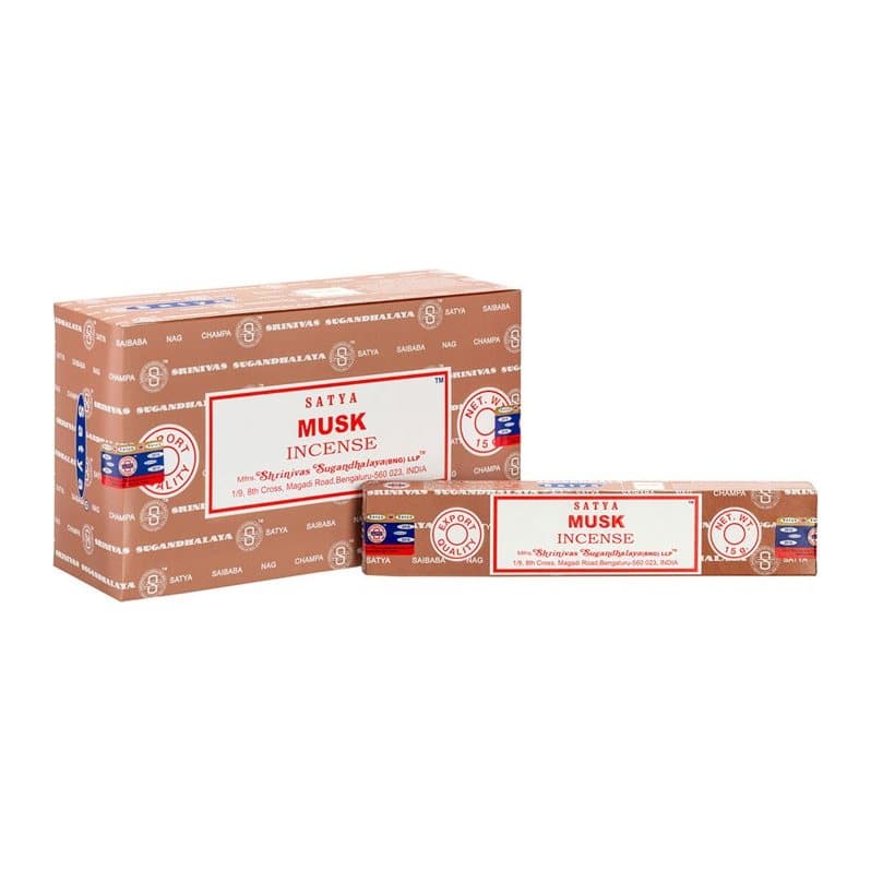 Box of 12 packs of Satya musk incense sticks