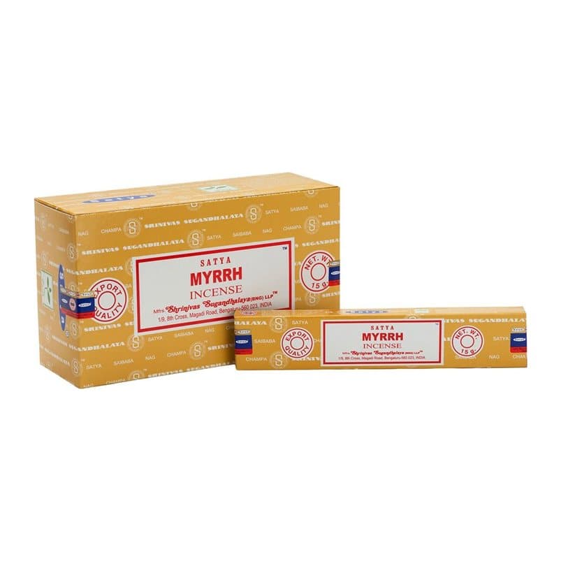 Box of 12 packs of Satya myrrh incense sticks
