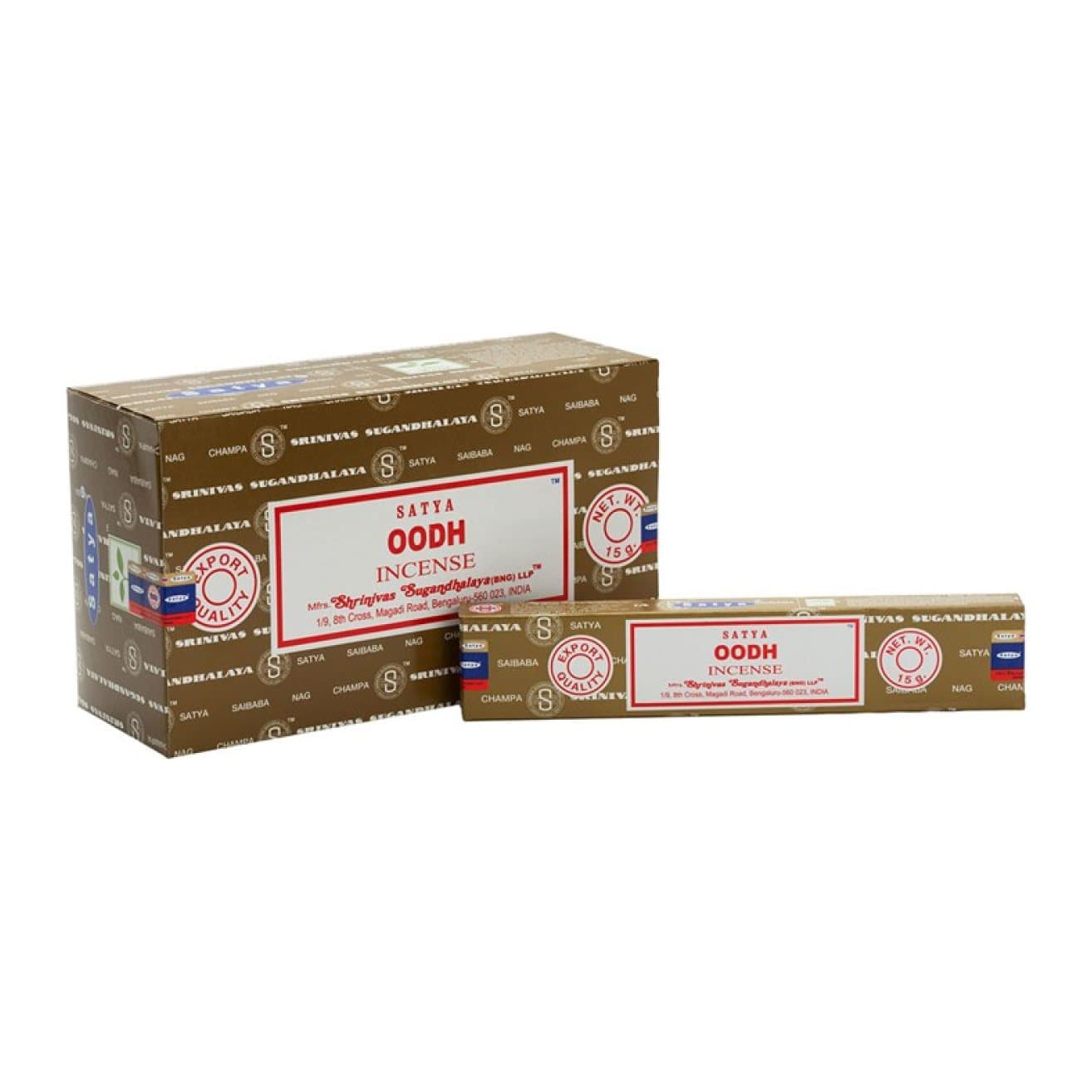 Box holding a set of 12 Satya oodh incense