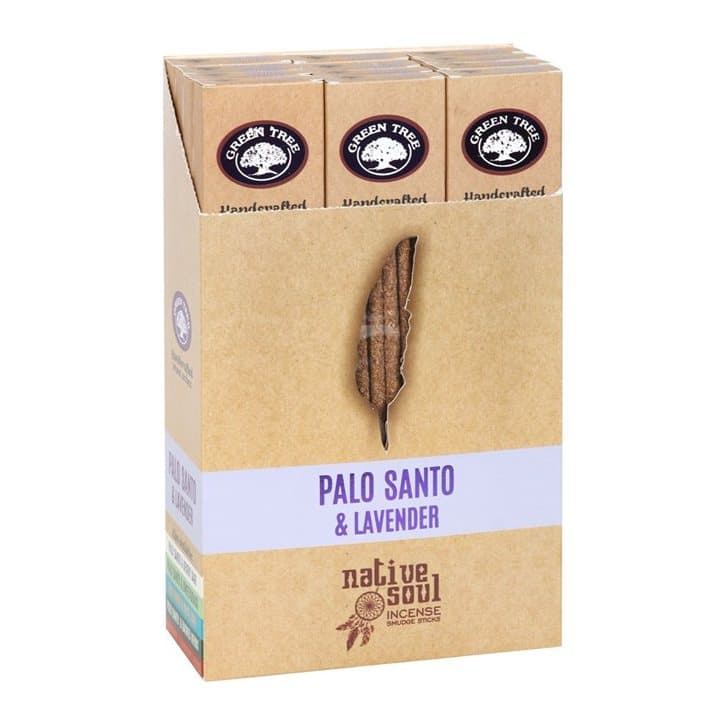 Boxed set of palo santo and lavender incense sticks in picture box