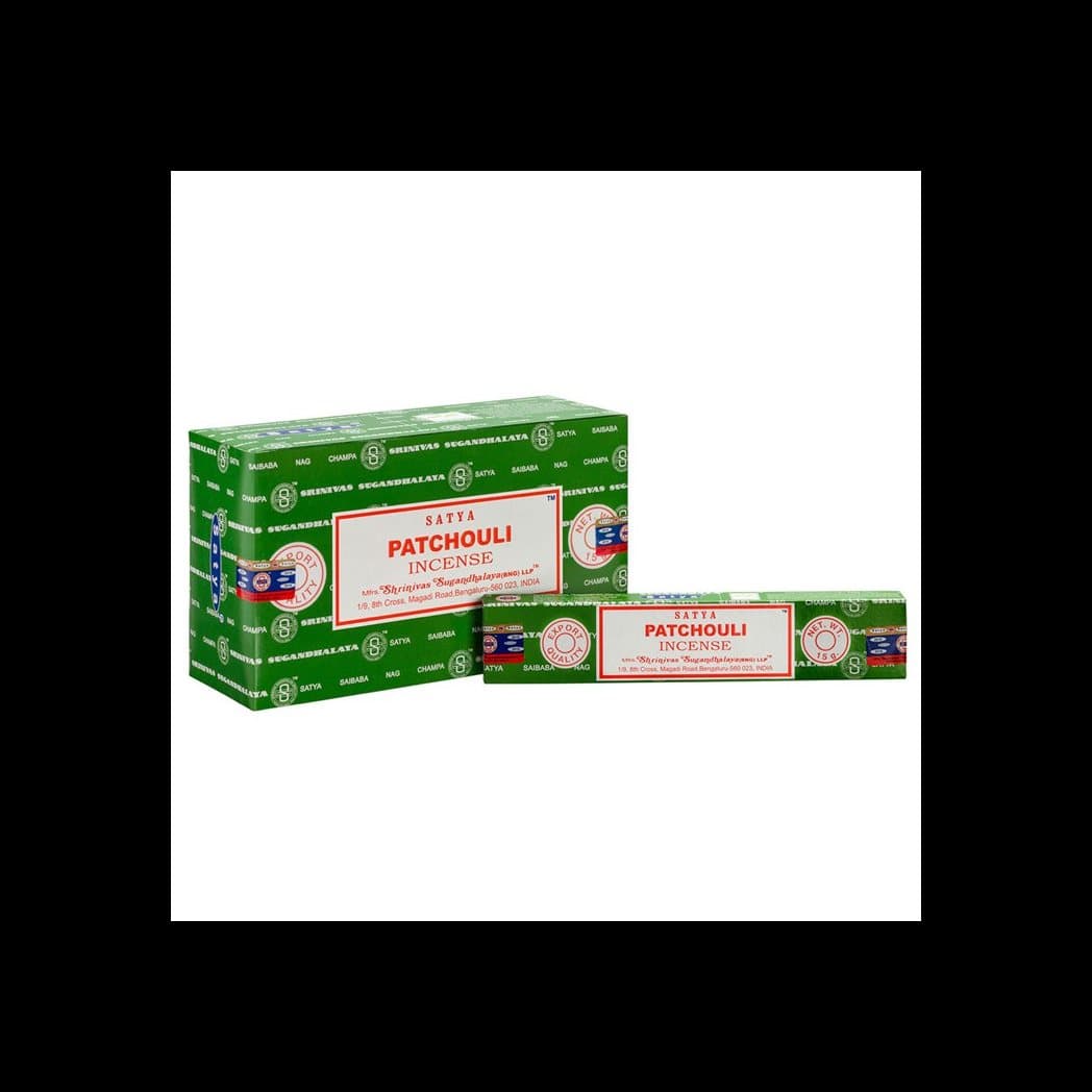 Box of 12 packs of Satya patchouli incense sticks