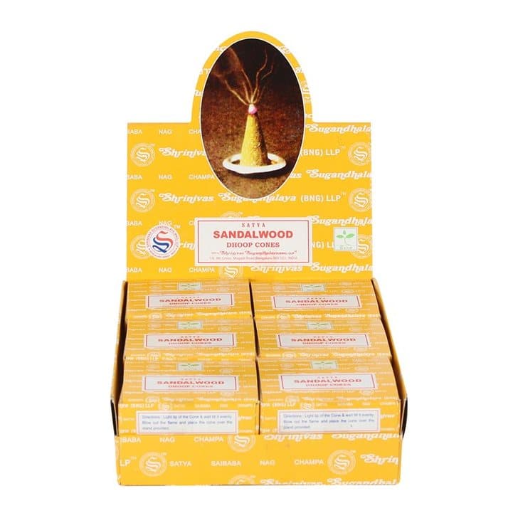 Display box of Satya sandalwood dhoop incense cones
