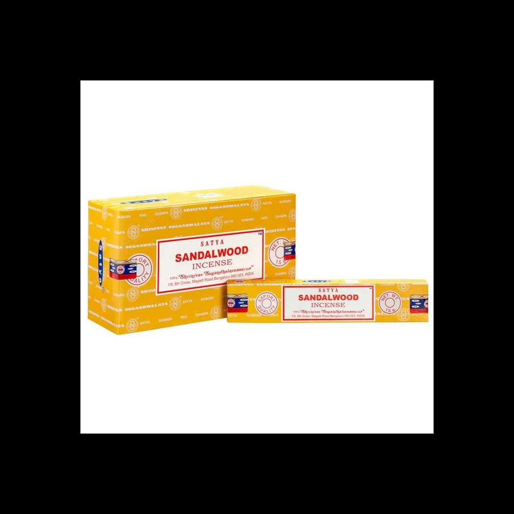 Box of 12 packs of Satya sandalwood incense sticks