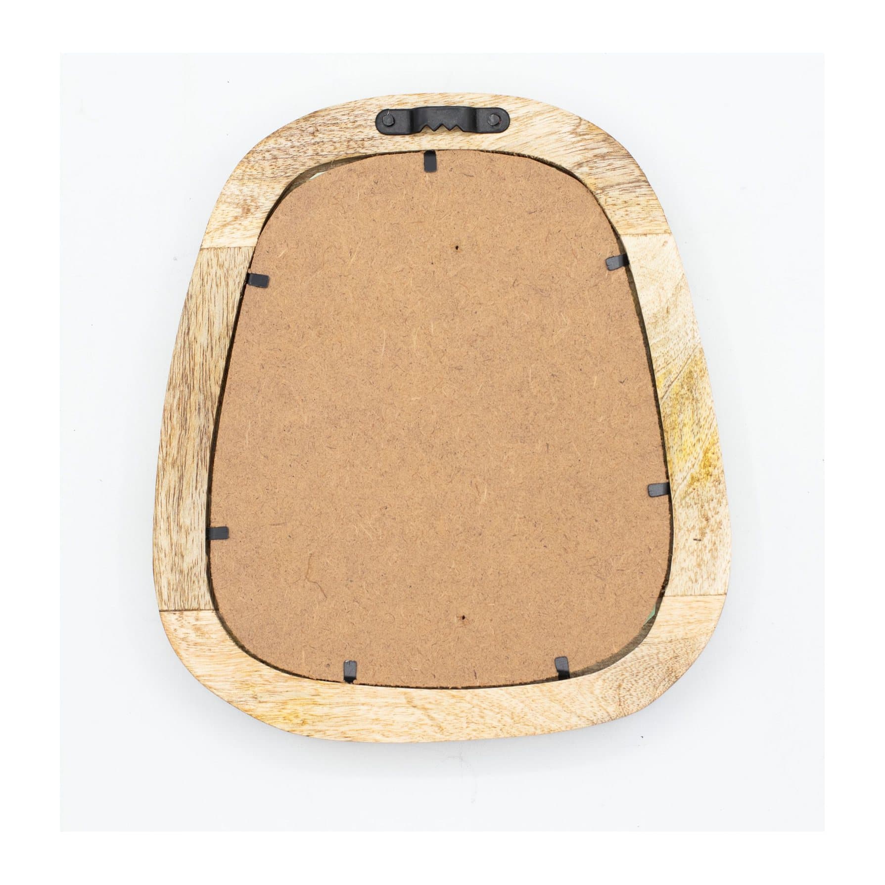 Set of three pebble shaped mirrors with wooden frames