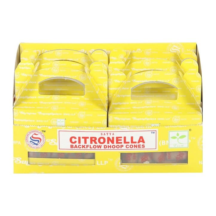Display box of Satya citronella backflow dhoop incense cones