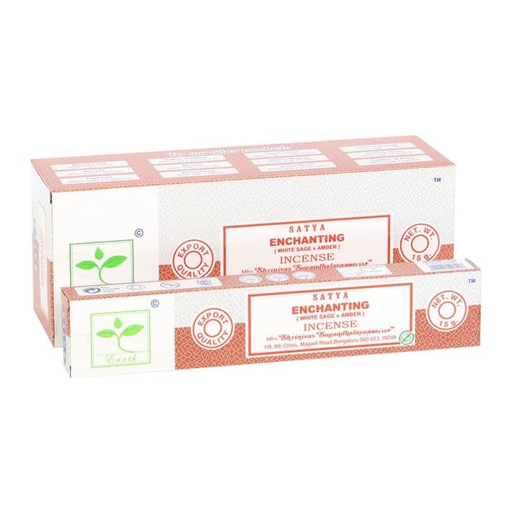 Display box of six packs of Satya Earth Enchanting incense sticks