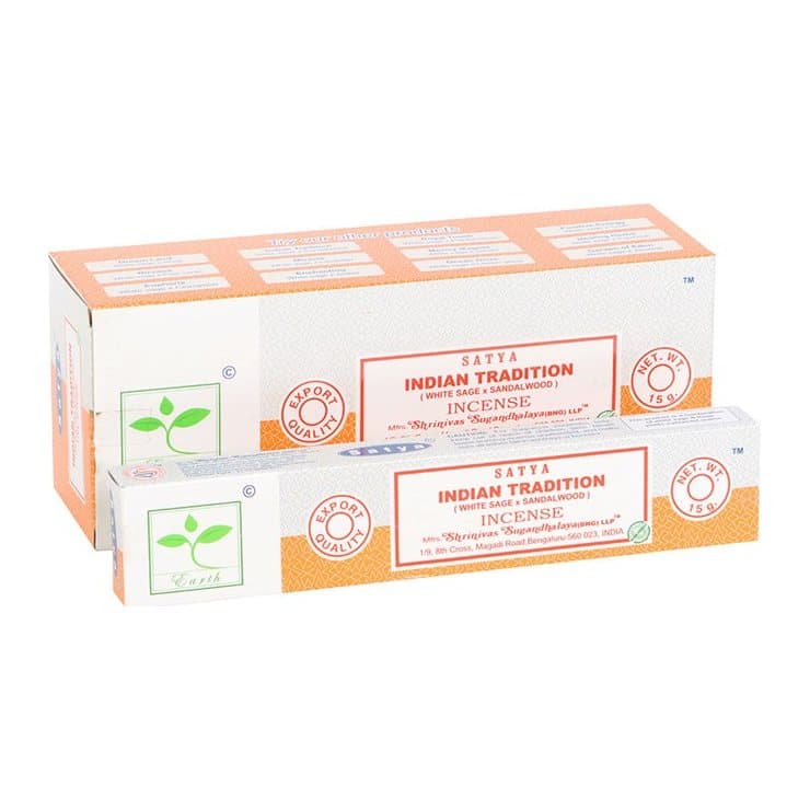 Display box of six packs of Satya Earth Indian Tradition incense sticks