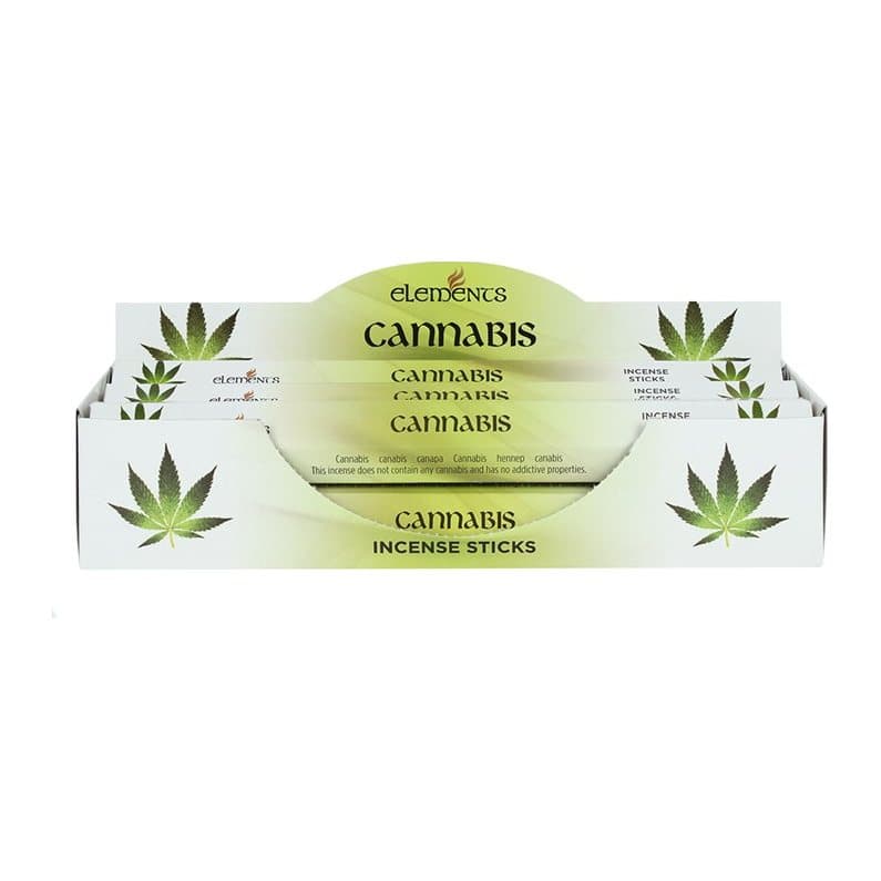Picture box and cardboard display box of Elements cannabis fragranced incense sticks