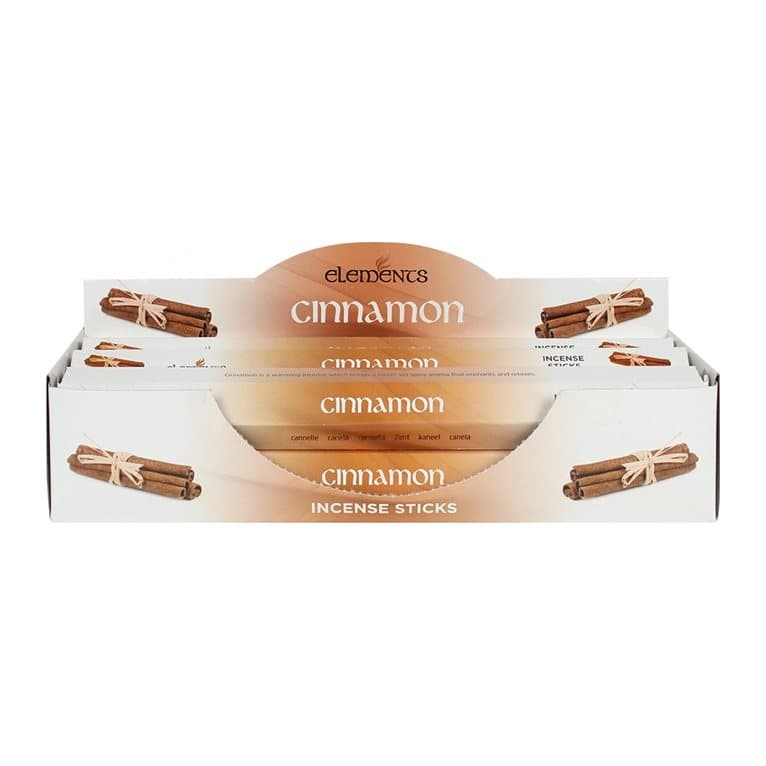 Picture box and cardboard display box of Elements cinnamon fragranced incense sticks