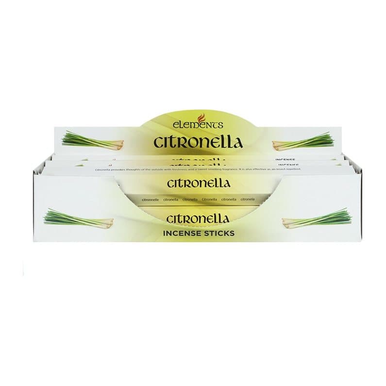 Picture box and cardboard display box of Elements citronella fragranced incense sticks