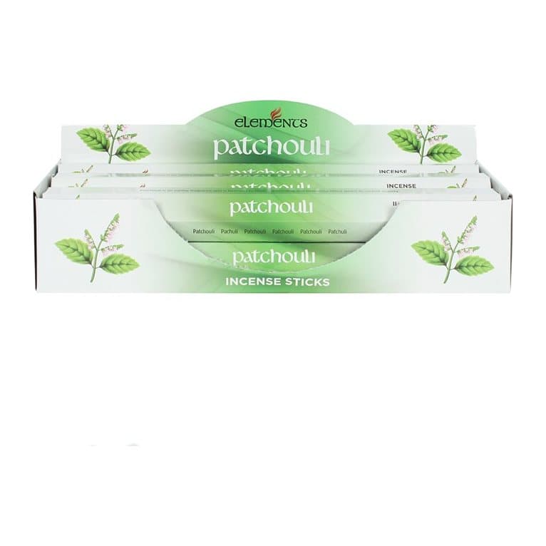 Box of six packs of Elements patchouli incense sticks