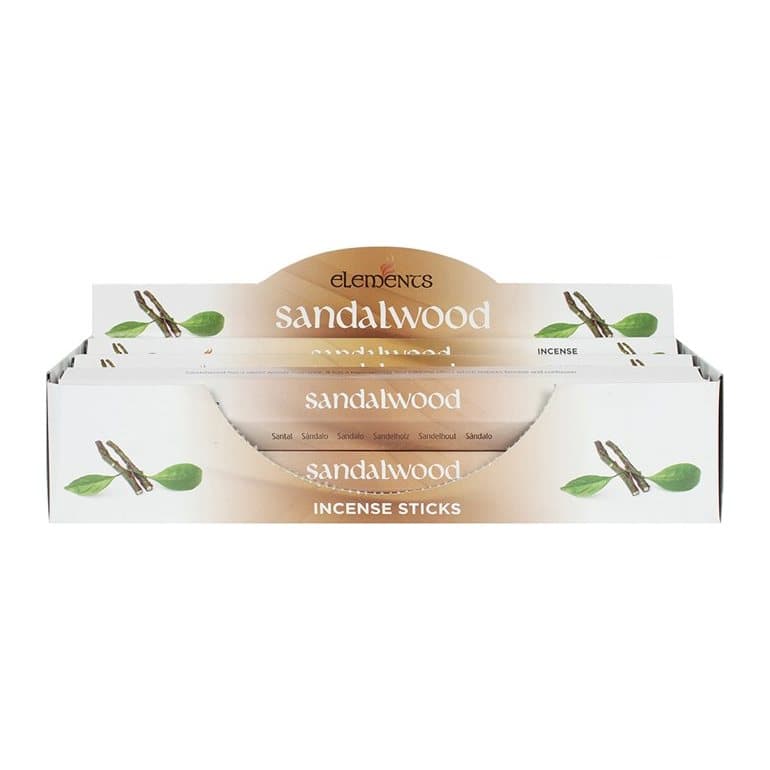 Box of six packs of Elements sandalwood incense sticks