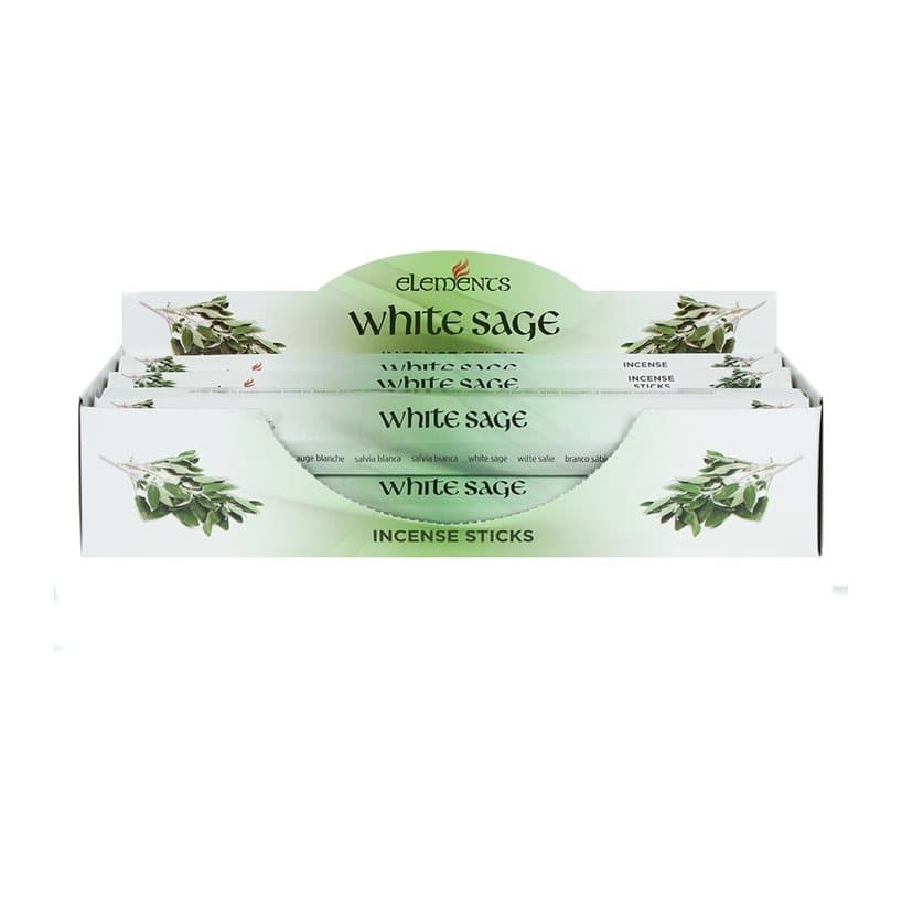 Box of 6 packs of Elements white sage incense sticks