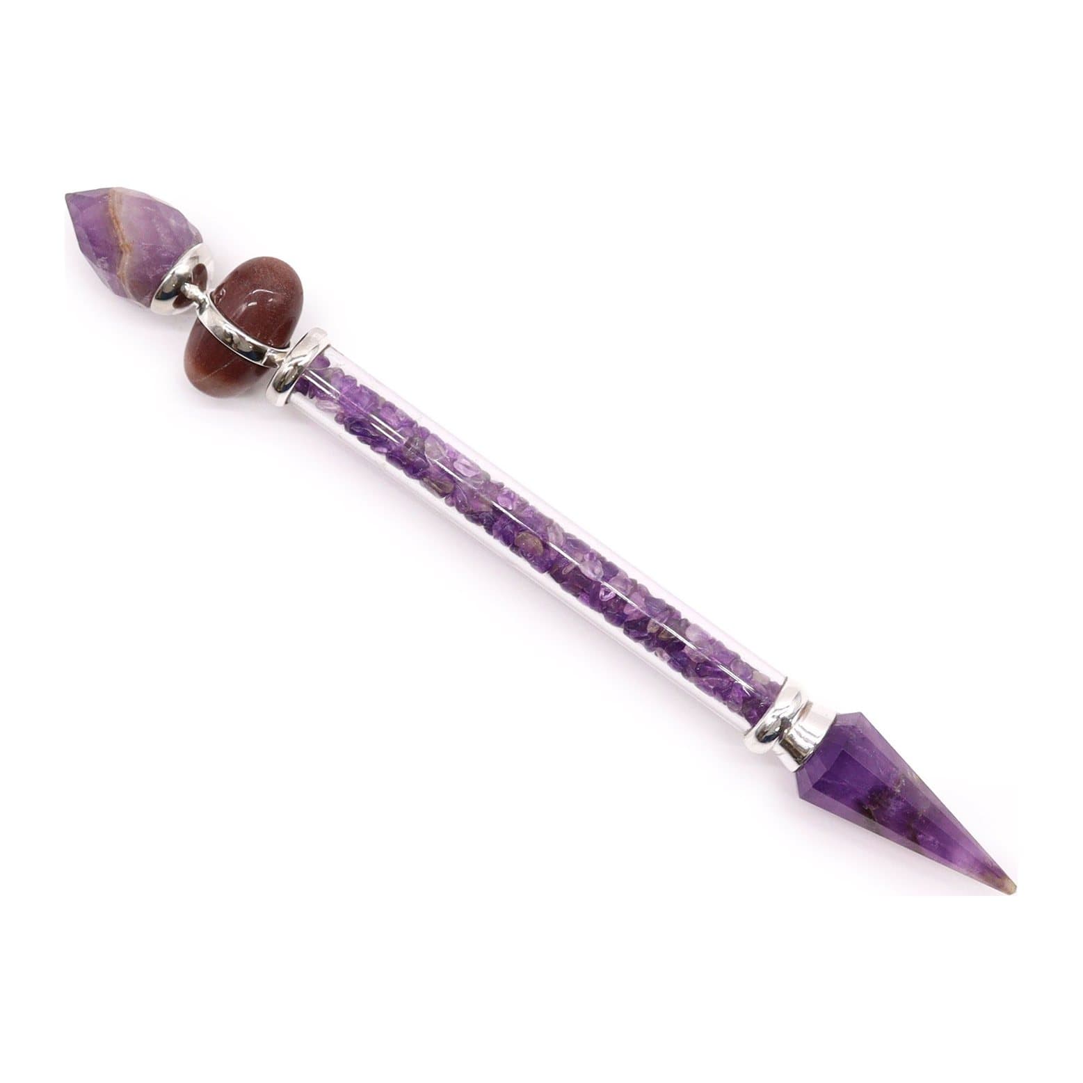 Purple amethyst Shiva lingam wand, 19.5 cm long