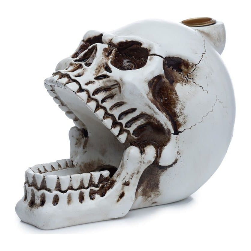 Skull backflow incense burner with an open mouth