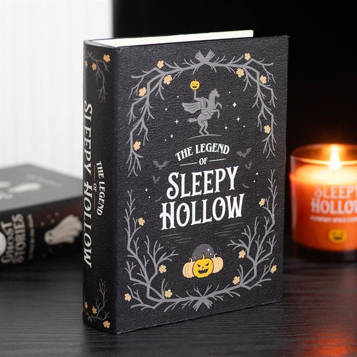 Book-shaped storage box with a Legend of Sleepy Hollow design
